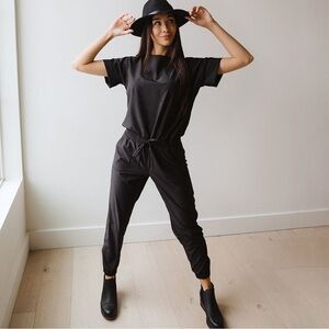 Albion Classic Black Jumpsuit “jet-setter”-style bottom size L
